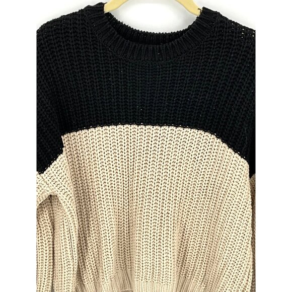 Anthropology Miou Muse Women's Two-Tone Chunky Knit Sweater Black & Beige Small‎ - Picture 5 of 8